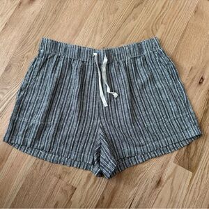 Lucky Brand Linen Blend Striped Pinstripe Shorts Beachy Coastal Large